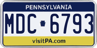 PA license plate MDC6793
