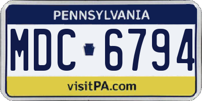 PA license plate MDC6794