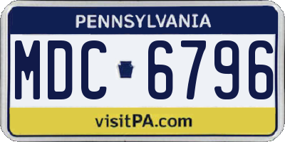 PA license plate MDC6796