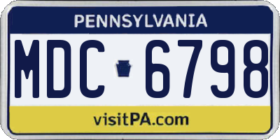 PA license plate MDC6798