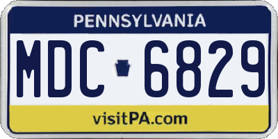 PA license plate MDC6829