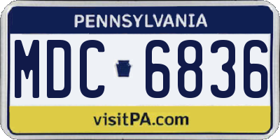 PA license plate MDC6836
