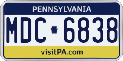 PA license plate MDC6838