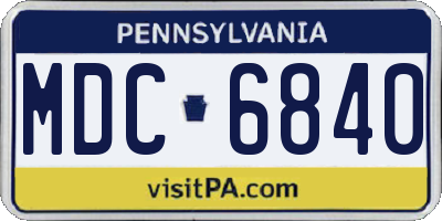 PA license plate MDC6840