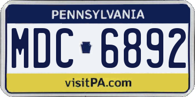 PA license plate MDC6892