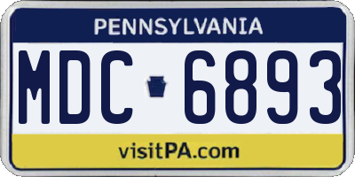 PA license plate MDC6893