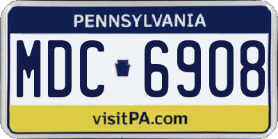 PA license plate MDC6908
