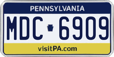 PA license plate MDC6909