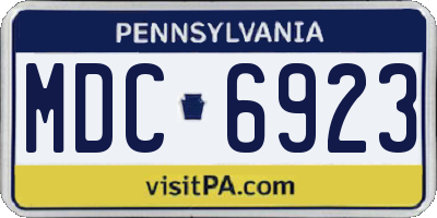 PA license plate MDC6923