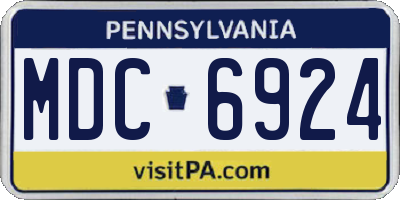 PA license plate MDC6924