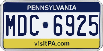 PA license plate MDC6925
