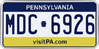 PA license plate MDC6926