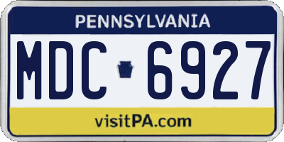 PA license plate MDC6927