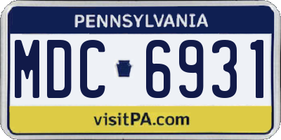 PA license plate MDC6931