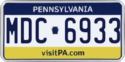 PA license plate MDC6933