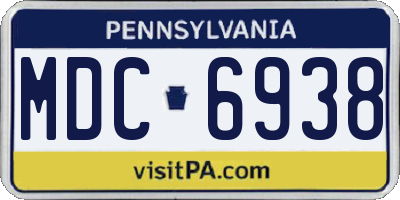 PA license plate MDC6938