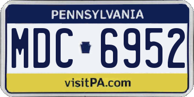 PA license plate MDC6952