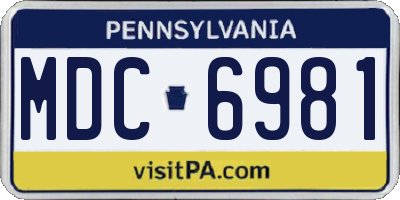 PA license plate MDC6981