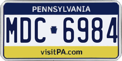 PA license plate MDC6984