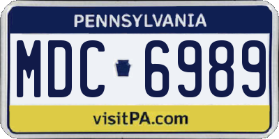 PA license plate MDC6989