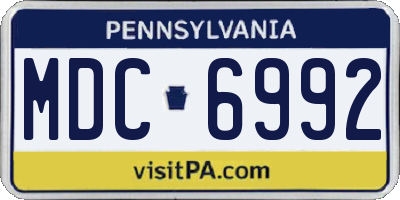PA license plate MDC6992