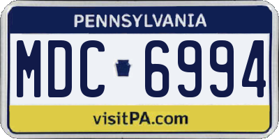 PA license plate MDC6994