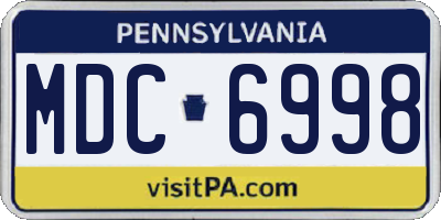 PA license plate MDC6998
