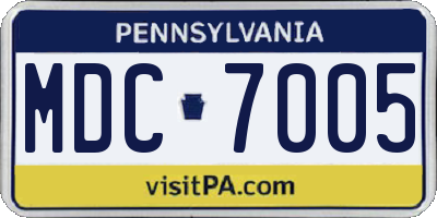 PA license plate MDC7005