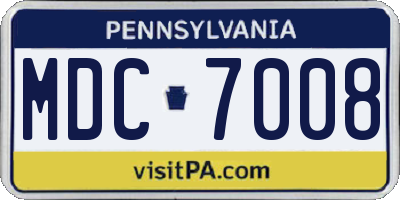 PA license plate MDC7008