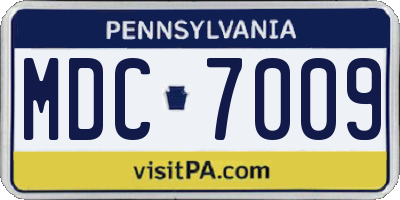 PA license plate MDC7009