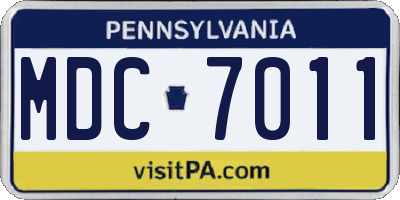 PA license plate MDC7011