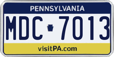 PA license plate MDC7013