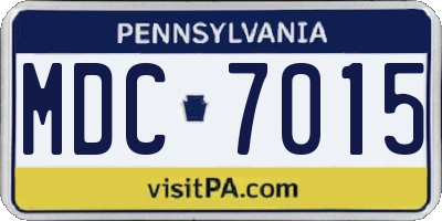 PA license plate MDC7015