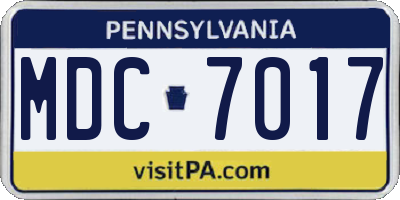 PA license plate MDC7017