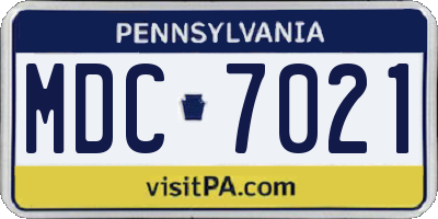 PA license plate MDC7021