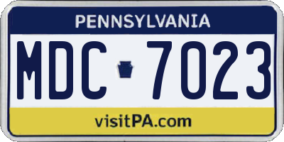 PA license plate MDC7023