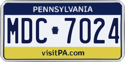 PA license plate MDC7024