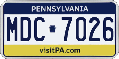 PA license plate MDC7026