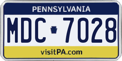 PA license plate MDC7028