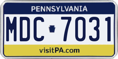 PA license plate MDC7031
