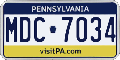 PA license plate MDC7034