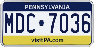 PA license plate MDC7036