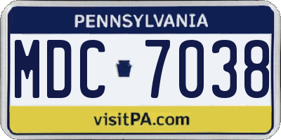PA license plate MDC7038