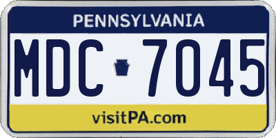 PA license plate MDC7045