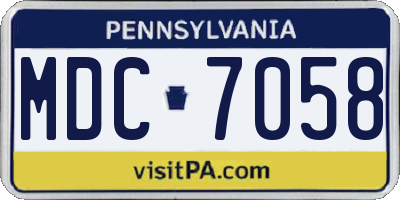 PA license plate MDC7058