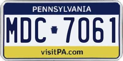 PA license plate MDC7061