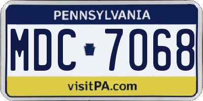 PA license plate MDC7068