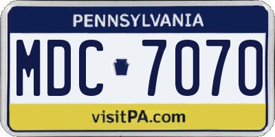 PA license plate MDC7070