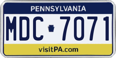 PA license plate MDC7071