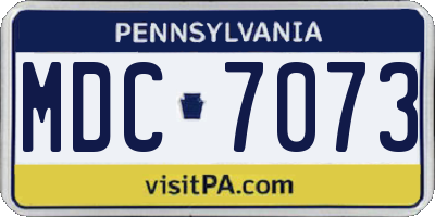 PA license plate MDC7073